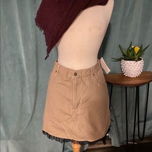 Carheart mini-skirt. Handmade from repurposed and well loved work pants. Size XL